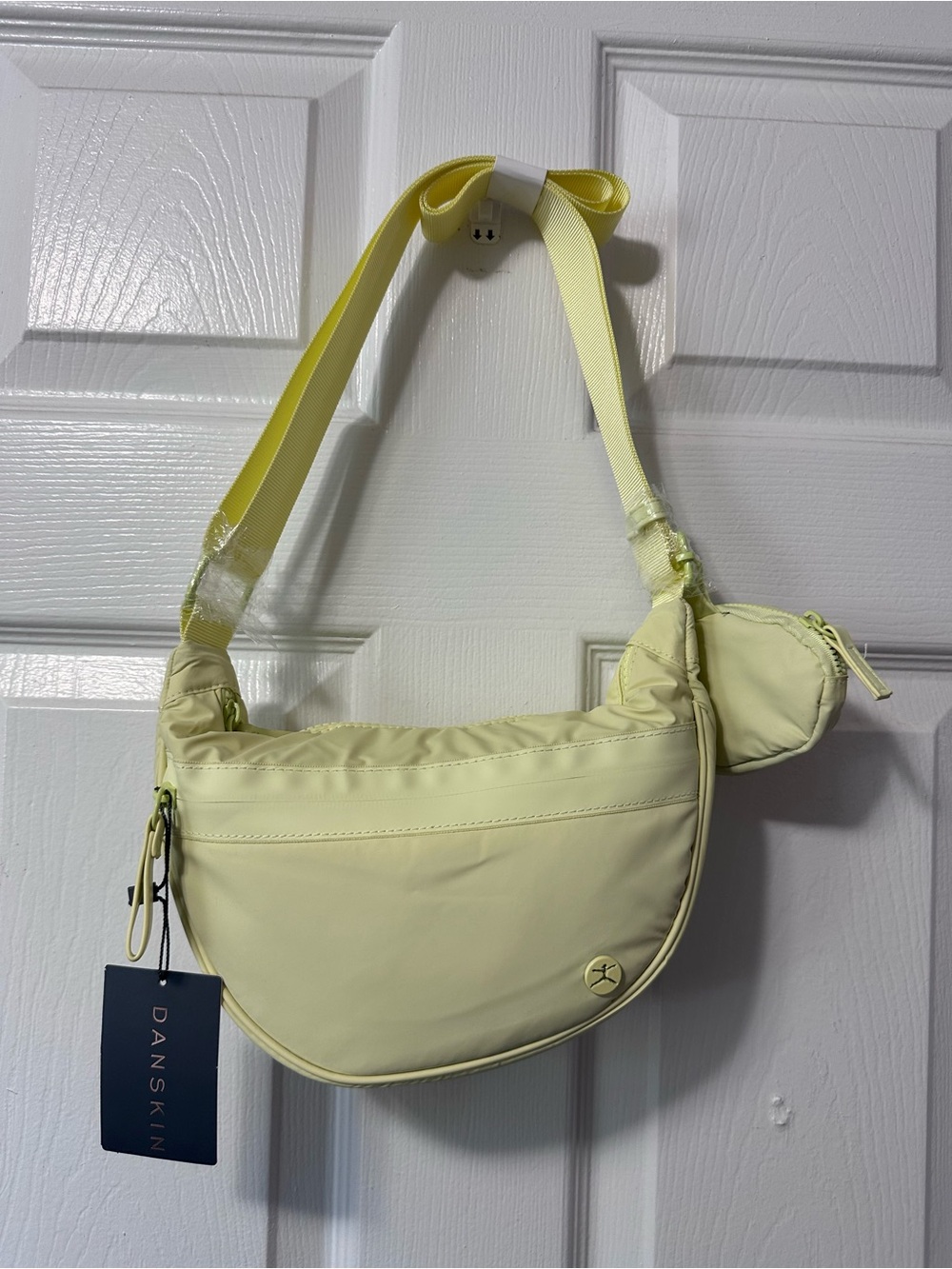 Danskin Pale Yellow Crossbody Bag with Removable Coin Pouch
